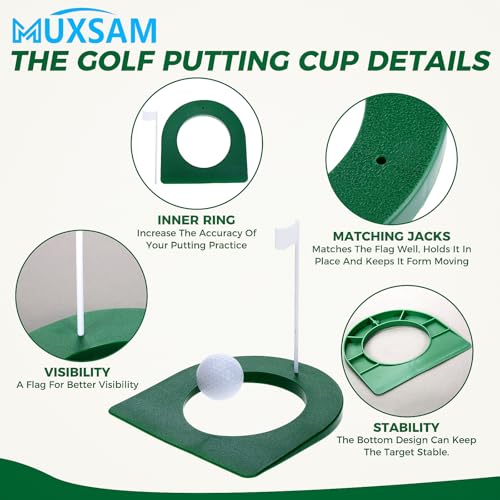 Golf Putting Cup with Flag 2Pcs Set - Indoor & Outdoor Practice Holes for Kids & Adults