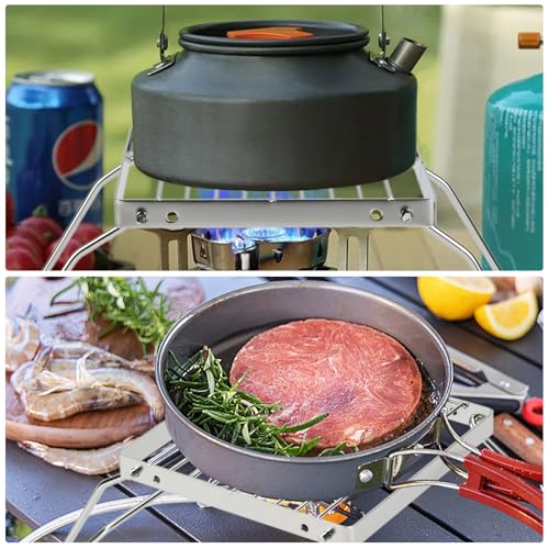 2Pcs Folding Campfire Grill, 304 Stainless Steel Portable Grill Grate for Outdoor Cooking
