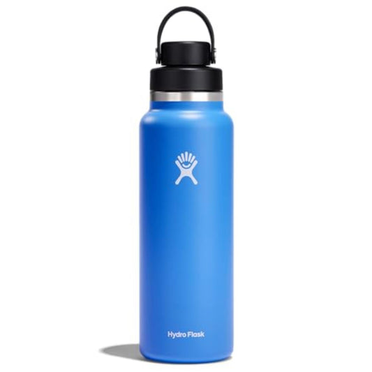 Hydro Flask Water Bottle - Insulated Stainless Steel - Wide Mouth Chug Lid, Non Spill, Leakproof in 40 Oz Cascade Blue