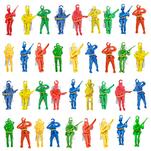 Kids Parachute Army Toy Set - 36 Vinyl Mini Paratroopers for Indoor & Outdoor Play