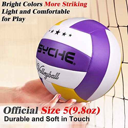 Official Size 5 Volleyball - Purple-Yellow-White Indoor & Outdoor Beach Ball