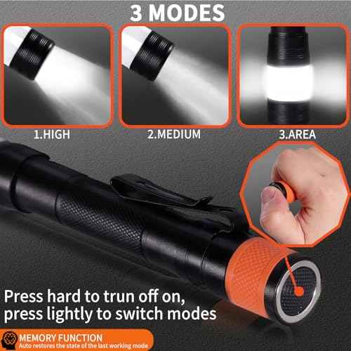KunHe Probe 4 Pack LED 250 Lumens Pen Flashlight High Lumens with AA*8 Alkaline Batteries(Included) and Magnetic Base for Inspection Repair Engineer Gift for Husband Dad