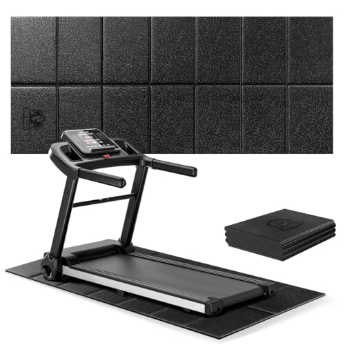 HAPBEAR Foldable Treadmill Mat 79 x 35.5 Inches Black - Non-Slip Floor Protector for Home Gym