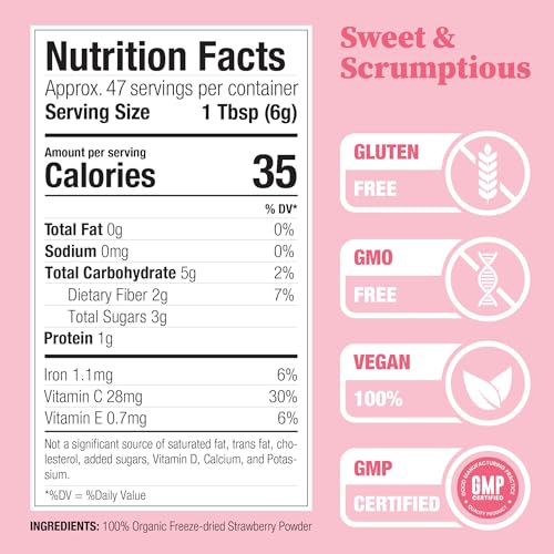 Organic Strawberry Powder 10 oz - Natural Pink Food Coloring & Baking Ingredient