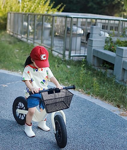 Kids Bike Basket Black - Durable Front Metal Bicycle Storage for Children