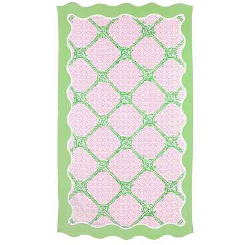 Lilly Pulitzer Oversized Pool/Beach Towel, 40 x 72, Large Cotton Towel with Scalloped Edges for Adults, Blue/Green Butterfly Trellis Print, Butterfly Trellis