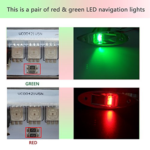 Boat Navigation Lights Red & Green LED Marine Bow Lights Waterproof 12V