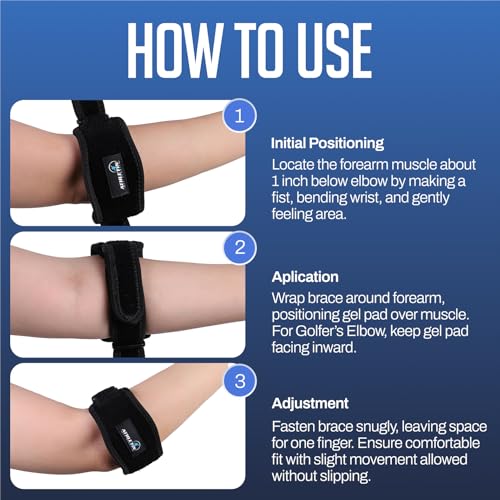 Elbow Compression Brace Support Strap for Tennis, Golfer's Elbow Pain Relief, Tendonitis, Sports Injuries, 1 Pack