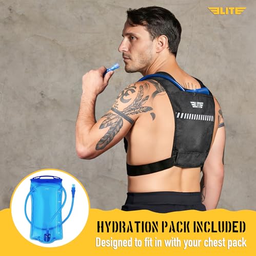 Elite Hydra Running Chest Pack with Phone Holder & Water Bladder - Black / Medium