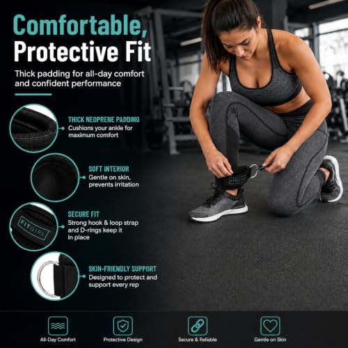 Pink Ankle Strap for Cable Machine - Premium Padding for Glute & Leg Workouts, Light Pink - Single