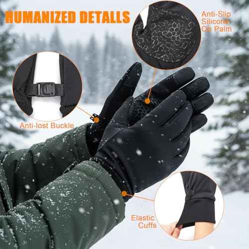 Outrip Winter Waterproof Snow Gloves for Men Women,Cold Weather Warm Thermal Touchscreen Gloves for Running, Driving, Cycling