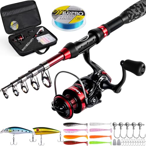 Ghosthorn Telescopic Fishing Rod and Reel Combo Full Kit with Carrier Bag 1.8m/6ft