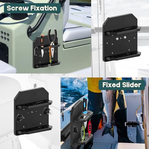 Boat Track System Tool Holder with Rail & Screw Mount - Fishing Bait & Tackle Storage