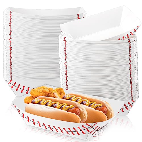 Baseball Party Food Trays 100 Pack Disposable Nacho & Hot Dog Holders 2lb
