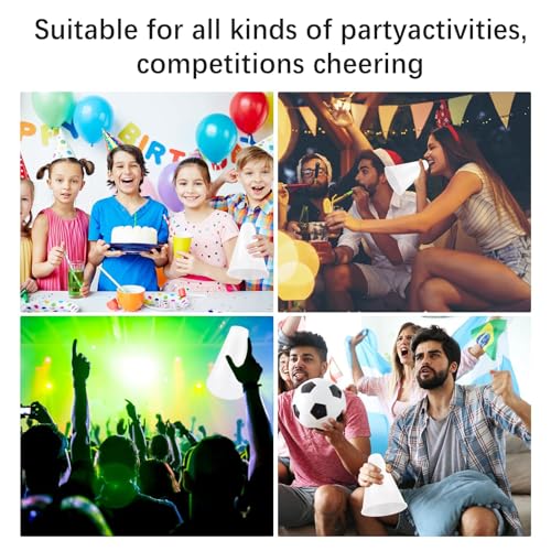 White Cheer Megaphone Set - 30 Plastic Party & Sports Favors, Outdoor Activities