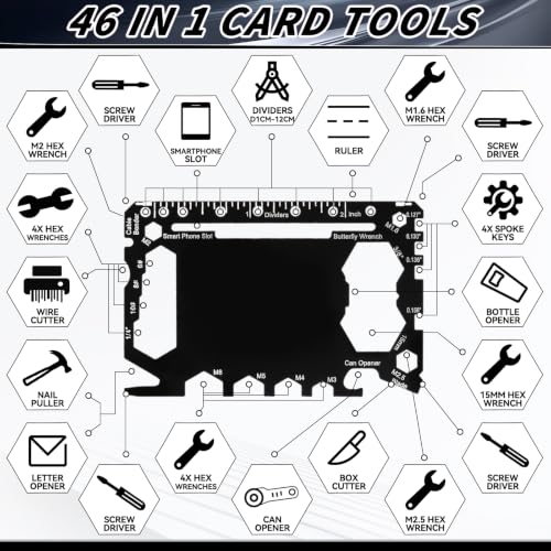 48 Pcs Credit Card Multitool Set - 46 in 1 Portable Wallet Tools - Black, Variation of THIS listing
