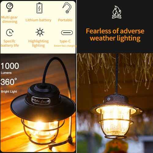 LED Rechargeable Outdoor Camping Light, Mini Portable Tent Emergency Light£¬ New Horse Lamp 4-Speed Mode White and Warm Light, Amber and Warm White Light.