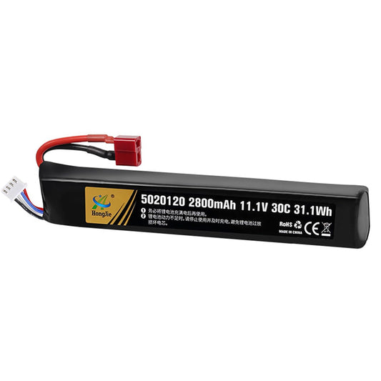 11.1V 2800mAh Airsoft Stick T Plug LiPo Battery 3S 30C Pack for Airsoft Guns AK47,MP5K,MP5,Scar,M249,AUG,AEG