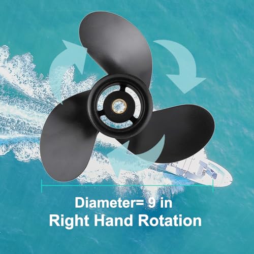 Boat Propeller for Mercury 9.9-15HP 9 Diameter 3-Blade Aluminum Quick Install