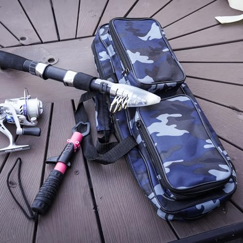 Fishing Tackle Carrier Bag with 2 Front Storage Pockets - Blue Camo