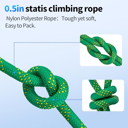 150Ft Heavy Duty Climbing Rope for Arborists - Green, 1/2 Inch Diameter