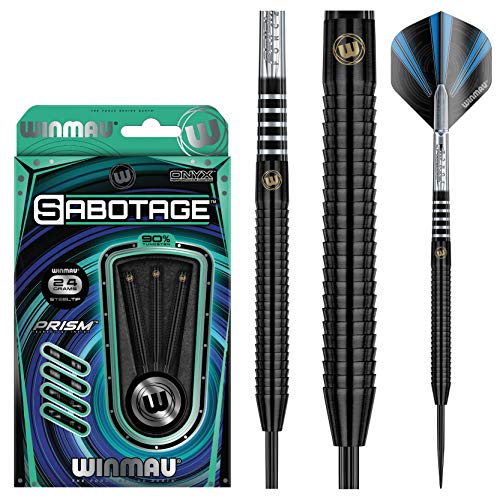 WINMAU Sabotage Onyx 22g bis 26g Profi Wolfram Steeltip Dartpfeile Set mit Flights und Sch?fte