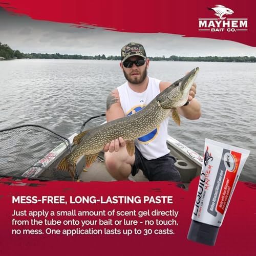 Liquid Mayhem Bass Fish Attractant Gel 60 ml / 2 oz · 60 Uses 1-Pack – Real Bass Bait & Aminos | UV-Enhanced Long-Lasting Gel – All Lure Types