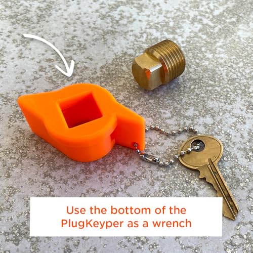 Boat Drainplug Reminder and Wrench Keychain - Orange