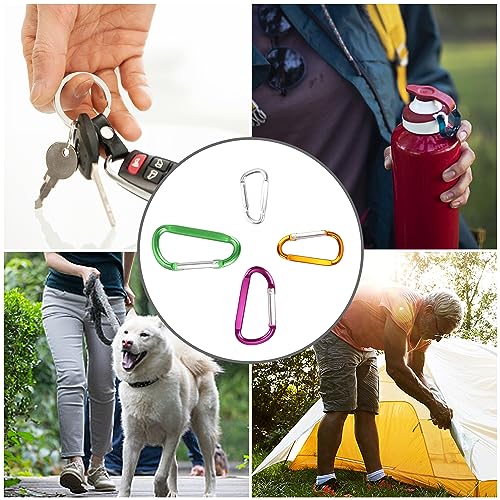Aluminum D-Shape Carabiner Clip 1.8 Inch Pack of 10 for Camping Hiking Outdoor