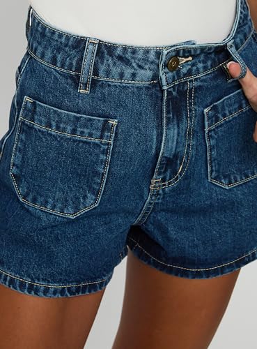 Women's Denim Shorts - Take My Breath Light Blue Wash with High Rise & Belt Loop - Princess Polly - 4 Short