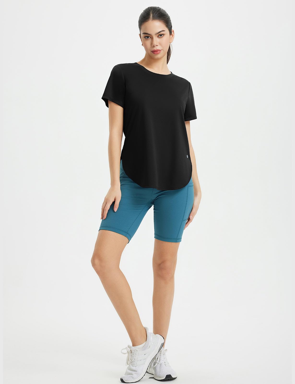 baleaf Women's Short Sleeve Workout Shirts Athletic Running Loose Fit Tops UPF 50+ Quick Dry T-Shirts Gym Yoga Tee Black