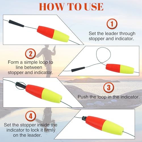 Fishing Floats Peg Cigar Shape Foam Bait Indicators - Mixed Colors 2in 12pcs