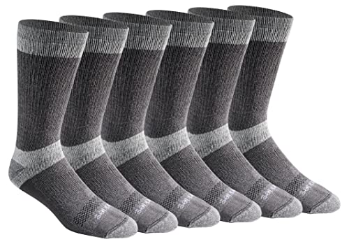Dickies Men's Dri-Tech Moisture Control Max Crew Socks - Charcoal, Medium, 6 Pairs