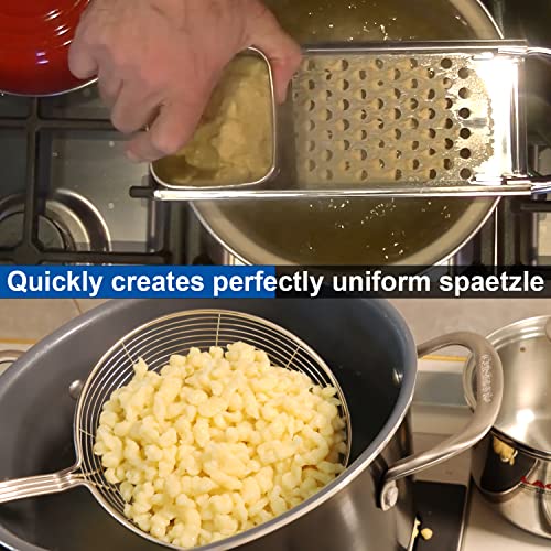 Stainless Steel Spaetzle Maker Set with Strainer and Comfort Handle - German Pasta Dumpling Tool
