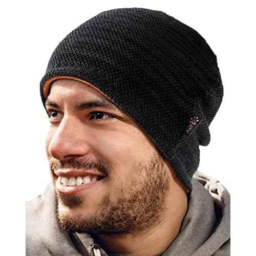 Lvaiz Mens Winter Beanie Hat Warm Fleece Lined Skull Cap for Men Reversible Women Windproof Watch Hat Knit Warm Unisex Beanie