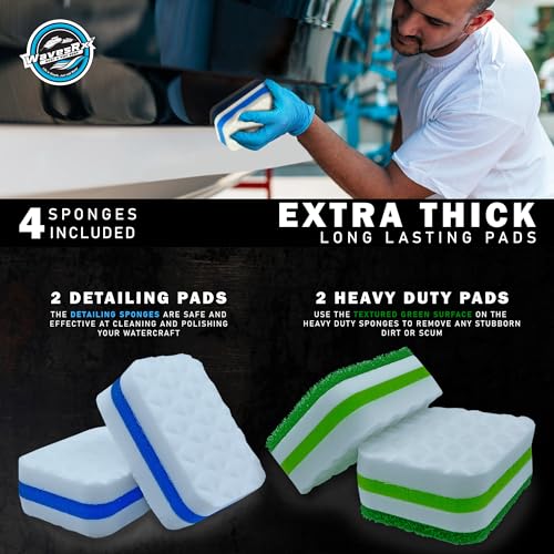 WAVESRX Marine Scuff & Dirt Eraser Sponges for Boats, Jet Ski & PWC - 4 Pack
