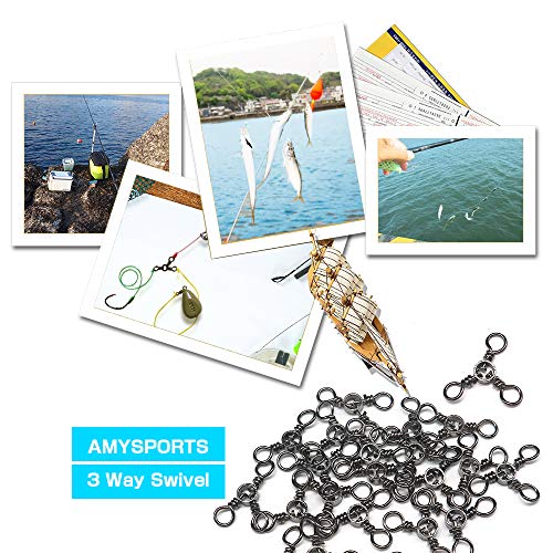 3-Way Fishing Swivel 75lb Tackle Kit - Saltwater & Freshwater Line Connectors, 50 pcs