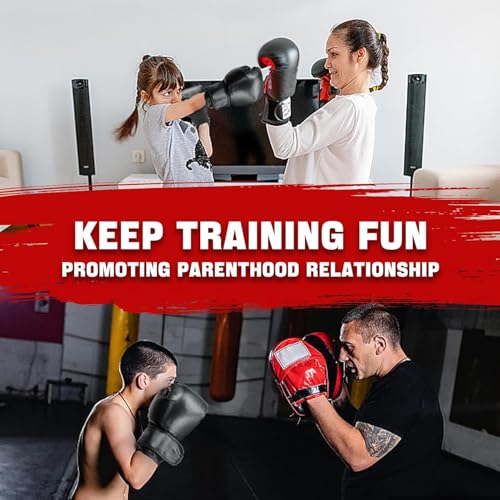 Kids Boxing Set with 2 Pairs of 6oz Gloves Headgear and Gear - Red & Blue / 6oz