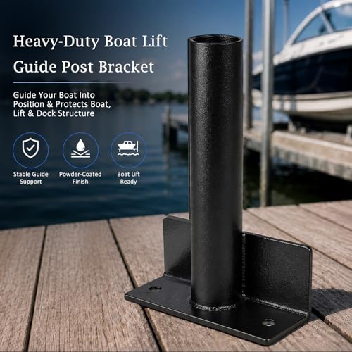 Boat Lift Support Bracket with Drain Hole - Stainless Steel Mount for 1-1/2" Schedule 40 Pipe - Variation 1