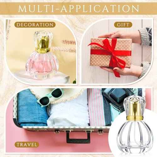 12 Pack 50ml/1.7oz Pumpkin Shape Portable Spray Perfume Bottle Empty Glass Refillable Perfume Atomizer Pumpkin Shape Antique Bottles with Refill Tool for Travel Home Decor