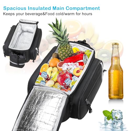 MOSISO Bike Rack Bag with Rain Cover, Insulated Cooler, Black - 8L Capacity