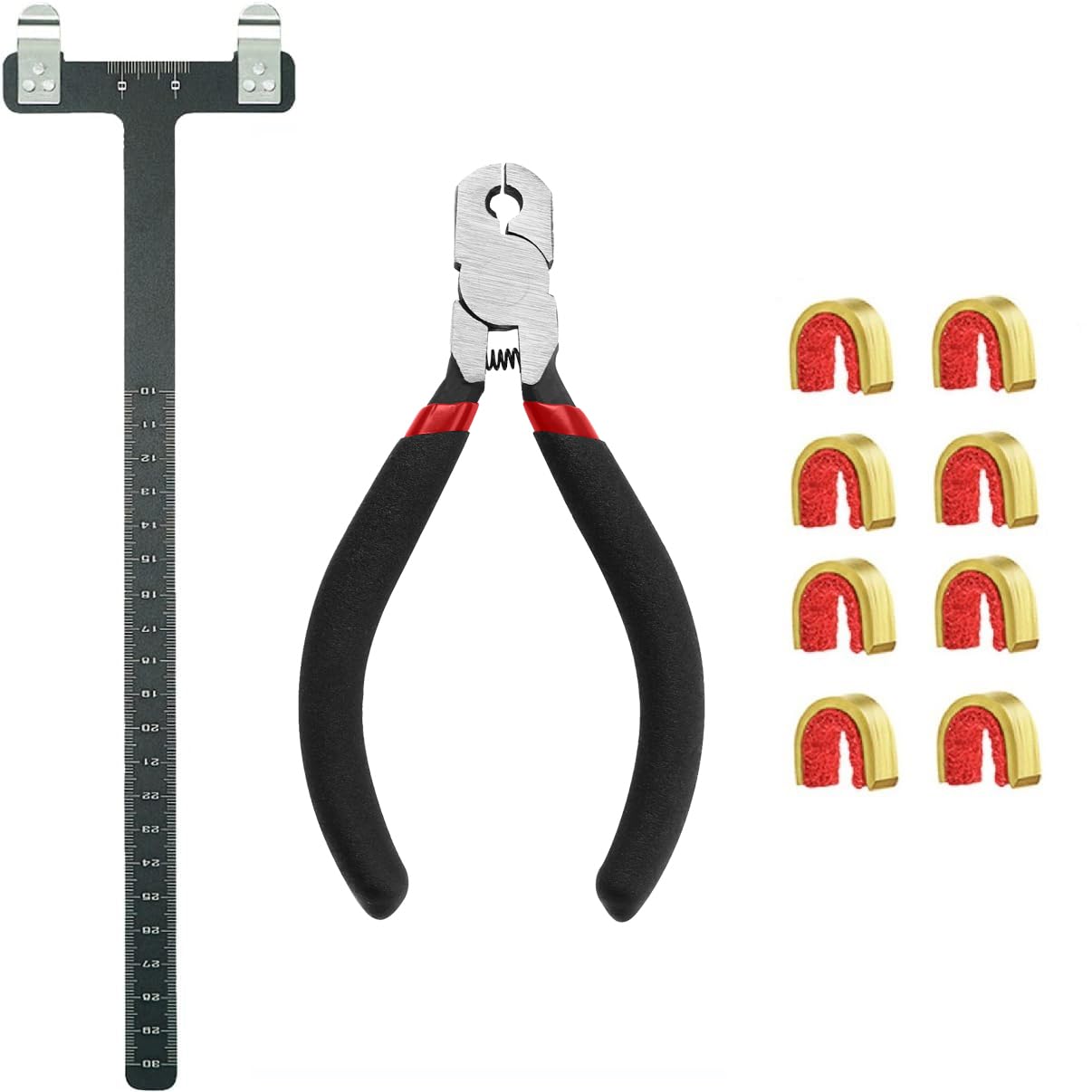 AHOSOUTLY Archery Bow String Nocking Points Set with T Square Ruler Nocking Buckle Pliers and 8pcs Nocking Buckle Set,for Recurve and Compound Bowstring Accessories…