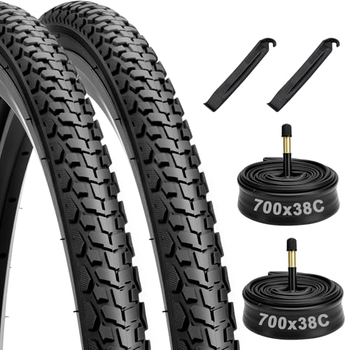 700x38C Bike Tires Set with Inner Tubes & Levers - Wear-Resistant & Foldable
