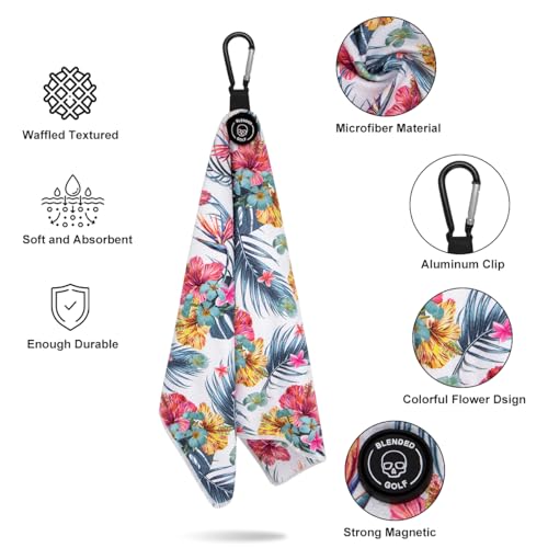 Magnetic Golf Towel with Clip - Microfiber Waffle Pattern for Men & Women - White