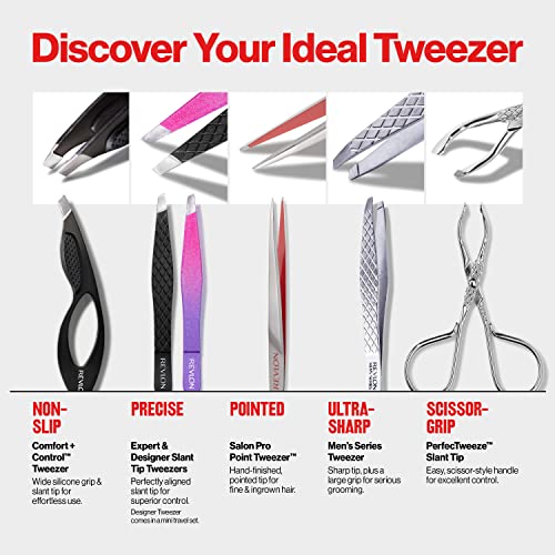 Revlon Comfort and Control Tweezer, Easy to Use Eyebrow Tool with Wide Grip, 1 count