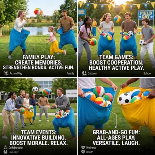 Outdoor Family Game Set with 16 Balls and Storage Bag - Blue+Yellow