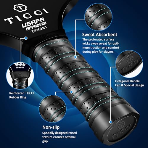 Pickleball Paddles Set of 2 with 4 Balls & Carry Bag - USAPA Approved Lightweight Rackets for Beginners & Adults