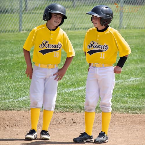 Youth Baseball Socks and Belt Set - Yellow Elastic Belt for Men and Youth