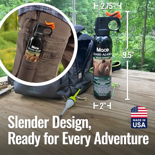 Mace Bear Spray - Guard Alaska Bear Deterrent & Self Defense Spray with Spray Holster, 9.17 oz, 20ft Effective Range Up to 40ft, Max Strength 20% OC, Great for Hiking, Camping, Hunting