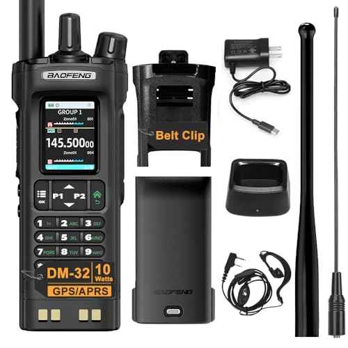 BAOFENG DM32 DM-32UV DM-32 10W Tri-Power DMR Walkie Talkie Digital Mobile Radio Dual-Mode Analog GPS APRS Dual Band Dual Time Slot AM FM Type-C Charging 2 Way Radio for Outdoor Survival Gear (Black)